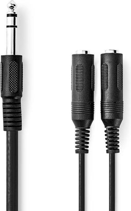 Nedis Stereo-Audiokabel - 6,35 mm Male - 2x 6,35 mm Female - Vernikkeld - 0.20 m - Rond - Doos