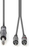 Nedis Stereo-Audiokabel - 6,35 mm Male - 2x RCA Male - Vernikkeld - 1.50 m - Rond - Donkergrijs - Kartonnen Sleeve