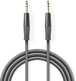 Nedis Stereo-Audiokabel - 6,35 mm Male - 6,35 mm Male - Vernikkeld - 5.00 m - Rond - Donkergrijs - Kartonnen Sleeve