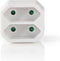 Nedis Stopcontact-Splitter - Type-F (CEE 7/7) - 250 V AC 50 Hz - Frans / Type-C (CEE 7/16) - 250 V AC 50/60 Hz - 2.5 A - 1100 W - Wit