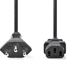 Nedis Stroomkabel - CH Type 12 - IEC-320-C13 - Recht - Recht - Vernikkeld - 2.00 m - Rond - PVC - Zwart - Label