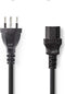 Nedis Stroomkabel - CH Type 12 - IEC-320-C13 - Recht - Recht - Vernikkeld - 2.00 m - Rond - PVC - Zwart - Label