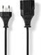 Nedis Stroomkabel - Euro Male - Euro Female - Recht - Recht - Vernikkeld - 5.00 m - Rond - PVC - Zwart - Label