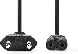 Nedis Stroomkabel - Euro Male - IEC-320-C7 - Recht - Recht - Vernikkeld - 3.00 m - Plat - PVC - Zwart - Doos