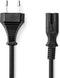 Nedis Stroomkabel - Euro Male - IEC-320-C7 - Recht - Recht - Vernikkeld - 2.00 m - Plat - PVC - Zwart - Doos