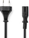 Nedis Stroomkabel - Euro Male - IEC-320-C7 - Recht - Recht - Vernikkeld - 3.00 m - Plat - PVC - Zwart - Doos