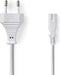 Nedis Stroomkabel - Euro Male - IEC-320-C7 - Recht - Recht - Vernikkeld - 2.00 m - Plat - PVC - Wit - Envelop