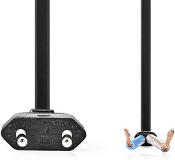 Nedis Stroomkabel - Euro Male - Open - Recht - Recht - Vernikkeld - 2.00 m - Plat - PVC - Zwart - Envelop