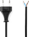 Nedis Stroomkabel - Euro Male - Open - Recht - Recht - Vernikkeld - 3.00 m - Plat - PVC - Zwart - Label
