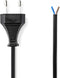 Nedis Stroomkabel - Euro Male - Open - Recht - Recht - Vernikkeld - 2.00 m - Plat - PVC - Zwart - Envelop