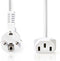 Nedis Stroomkabel - Type F (CEE 7/7) Male - IEC-320-C13 - Gehoekt - Recht - Vernikkeld - 5.00 m - Rond - PVC - Wit - Label
