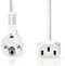 Nedis Stroomkabel - Type F (CEE 7/7) Male - IEC-320-C13 - Gehoekt - Recht - Vernikkeld - 3.00 m - Rond - PVC - Wit - Label