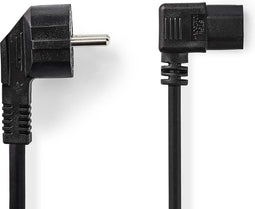 Nedis Stroomkabel - Type F (CEE 7/7) Male - IEC-320-C13 - Gehoekt - Gehoekt - Vernikkeld - 3.00 m - Rond - PVC - Zwart - Label