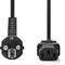 Nedis Stroomkabel - Type F (CEE 7/7) Male - IEC-320-C13 - Gehoekt - Recht - Vernikkeld - 2.00 m - Rond - PVC - Zwart - Doos