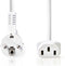Nedis Stroomkabel - Type F (CEE 7/7) Male - IEC-320-C13 - Gehoekt - Recht - Vernikkeld - 10.0 m - Rond - PVC - Wit - Doos