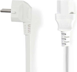 Nedis Stroomkabel - Type F (CEE 7/7) Male - IEC-320-C13 - Gehoekt - Recht - Vernikkeld - 10.0 m - Rond - PVC - Wit - Doos