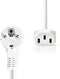 Nedis Stroomkabel - Type F (CEE 7/7) Male - IEC-320-C13 - Gehoekt - Recht - Vernikkeld - 10.0 m - Rond - PVC - Wit - Doos