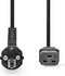 Nedis Stroomkabel - Type F (CEE 7/7) Male - IEC-320-C19 - Gehoekt - Recht - Vernikkeld - 2.00 m - Rond - PVC - Zwart - Doos