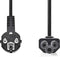 Nedis Stroomkabel - Type F (CEE 7/7) Male - IEC-320-C5 - Gehoekt - Recht - Vernikkeld - 2.00 m - Rond - PVC - Zwart - Doos