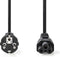 Nedis Stroomkabel - Type F (CEE 7/7) Male - IEC-320-C5 - Recht - Recht - Vernikkeld - 3.00 m - Rond - PVC - Zwart - Polybag