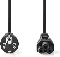 Nedis Stroomkabel - Type F (CEE 7/7) Male - IEC-320-C5 - Recht - Recht - Vernikkeld - 2.00 m - Rond - PVC - Zwart - Label