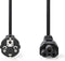 Nedis Stroomkabel - Type F (CEE 7/7) Male - IEC-320-C5 - Recht - Recht - Vernikkeld - 2.00 m - Rond - PVC - Zwart - Label