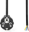 Nedis Stroomkabel - Type F (CEE 7/7) Male - Open - Recht - Recht - Vernikkeld - 3.00 m - Rond - PVC - Zwart - Label