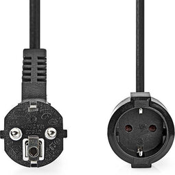 Nedis Stroomkabel - Type F (CEE 7/7) Male - Type F (CEE 7/7) Female - Gehoekt - Recht - Vernikkeld - 5.00 m - Rond - PVC - Zwart - Envelop