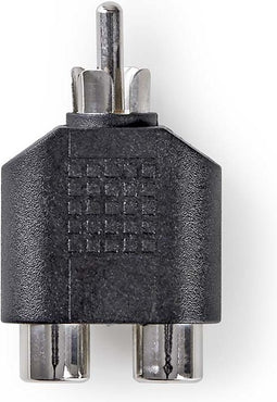 Nedis Subwoofer-Adapter - RCA Male - 2x RCA Female - Vernikkeld - Recht - ABS - Zwart - 1 Stuks - Doos