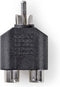 Nedis Subwoofer-Adapter - RCA Male - 2x RCA Female - Vernikkeld - Recht - ABS - Zwart - 1 Stuks - Doos