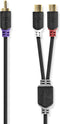 Nedis Subwoofer-Kabel - RCA Male - 2x RCA Female - Verguld - 0.20 m - Rond - 4.0 mm - Antraciet - Doos