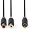 Nedis Subwoofer-Kabel - RCA Male - 2x RCA Female - Verguld - 0.20 m - Rond - 4.0 mm - Antraciet - Doos