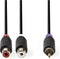 Nedis Subwoofer-Kabel - RCA Male - 2x RCA Female - Verguld - 0.20 m - Rond - 4.0 mm - Antraciet - Doos