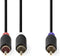 Nedis Subwoofer-Kabel - RCA Male - 2x RCA Male - Verguld - 3.00 m - Rond - 4.0 mm - Antraciet - Doos