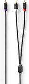 Nedis Subwoofer-Kabel - RCA Male - 2x RCA Male - Verguld - 3.00 m - Rond - 4.0 mm - Antraciet - Doos
