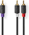 Nedis Subwoofer-Kabel - RCA Male - 2x RCA Male - Verguld - 3.00 m - Rond - 4.0 mm - Antraciet - Doos