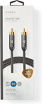 Nedis Subwoofer-Kabel - RCA Male - RCA Male - Verguld - 3.00 m - Rond - 4.5 mm - Antraciet / Gun Metal Grijs - Cover Box