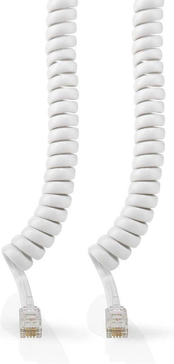 Nedis Telecomkabel - RJ10 Male - RJ10 Male - 2.00 m - Kabel design: Gekruld - Kabeltype: RJ10 - Wit - Doos