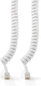 Nedis Telecomkabel - RJ10 Male - RJ10 Male - 2.00 m - Kabel design: Gekruld - Kabeltype: RJ10 - Wit - Doos