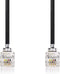 Nedis Telecomkabel - RJ10 Male - RJ10 Male - 5.00 m - Kabel design: Gekruld - Kabeltype: RJ10 - Zwart - Envelop