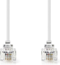 Nedis Telecomkabel - RJ11 Male - RJ11 Male - 10.0 m - Kabel design: Plat - Goud Verguld - Kabeltype: RJ11 - Wit - Doos