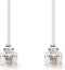 Nedis Telecomkabel - RJ11 Male - RJ11 Male - 10.0 m - Kabel design: Plat - Goud Verguld - Kabeltype: RJ11 - Wit - Doos