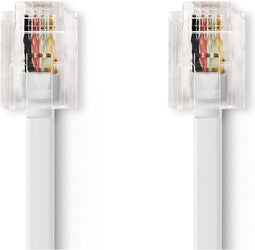 Nedis Telecomkabel - RJ11 Male - RJ11 Male - 10.0 m - Kabel design: Plat - Goud Verguld - Kabeltype: RJ11 - Wit - Doos