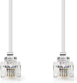 Nedis Telecomkabel - RJ11 Male - RJ11 Male - 5.00 m - Kabel design: Plat - Kabeltype: RJ11 - Transparant / Wit