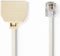 Nedis Telecomverlengkabel - RJ11 Male - 2x RJ11 (4/6) Female - 2.00 m - Kabel design: Plat - Kabeltype: RJ11 - Ivoor - Envelop