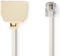 Nedis Telecomverlengkabel - RJ11 Male - 2x RJ11 (4/6) Female - 2.00 m - Kabel design: Plat - Kabeltype: RJ11 - Ivoor - Envelop