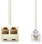 Nedis Telecomverlengkabel - RJ11 Male - 2x RJ11 (4/6) Female - 2.00 m - Kabel design: Plat - Kabeltype: RJ11 - Ivoor - Envelop