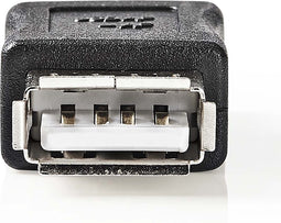 Nedis USB-A Adapter - USB 2.0 - USB-A Female - USB-A Female - 480 Mbps - Rond - Vernikkeld - PVC - Zwart - Doos