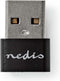 Nedis USB-A Adapter - USB 2.0 - USB-A Male - USB-C Female - 480 Mbps - Rond - Vernikkeld - Zwart - Doos
