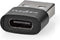 Nedis USB-A Adapter - USB 2.0 - USB-A Male - USB-C Female - 480 Mbps - Rond - Vernikkeld - Zwart - Doos